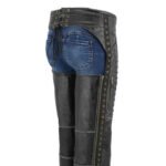 mens black leather motorcycle chaps full length open back