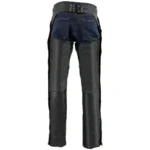 grommet belt waistband mens black leather motorcycle chaps