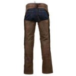grommet belt waistband mens brown leather motorcycle chaps
