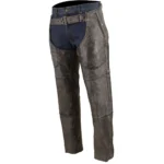 mens dark brown distressed leather biker chaps