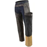 Men's Distressed Dark Brown Leather Motorcycle Chaps with Zip Pocket - Image 3