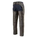 Men's Distressed Dark Brown Leather Motorcycle Chaps with Zip Pocket - Image 4