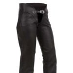 high waist silver buckle closure womens leather motorcycle chaps