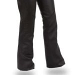 womens black leather motorcycle chaps full length view