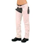 womens white leather motorcycle chaps full length open back