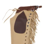 dark brown smooth leather hip panel mens cream leather western chinks
