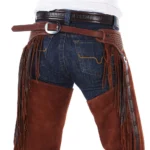 silver concho hardware mens brown suede leather western rodeo chaps