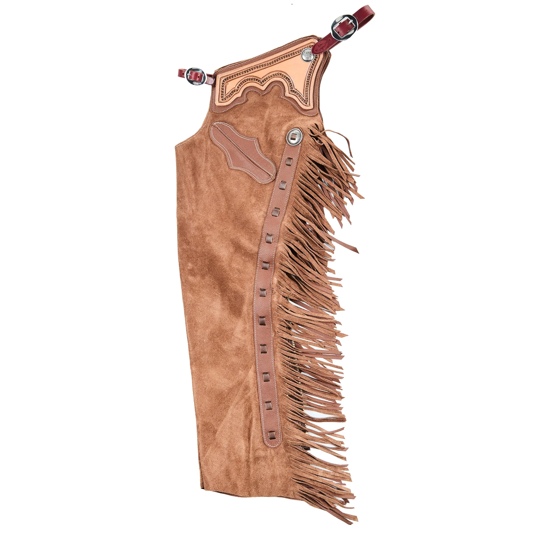 brown suede leather chaps with fringe