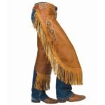brown leather fringe chaps