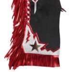 gold star applique mens black leather rodeo show chinks