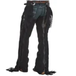 silver concho buckle hardware mens black suede leather western chaps