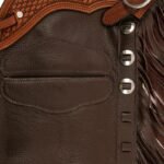 basket weave tooled tan leather yoke mens brown leather chinks