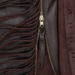 metal grommet fringe strip mens dark brown leather western chinks