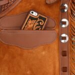 smooth leather hip panel mens tan suede leather western chinks