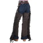 contrast stitching yoke womens grey suede western rodeo chaps